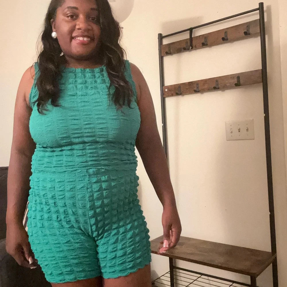 Teal Textured Two-Piece Set - Picture 4 of 5